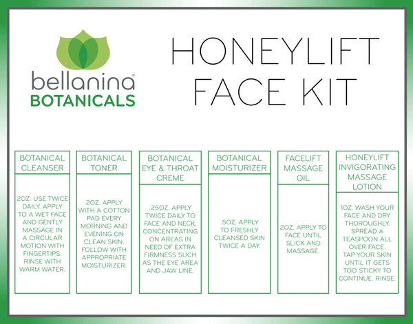 description of the products in the Botanicals Honeylift Kit