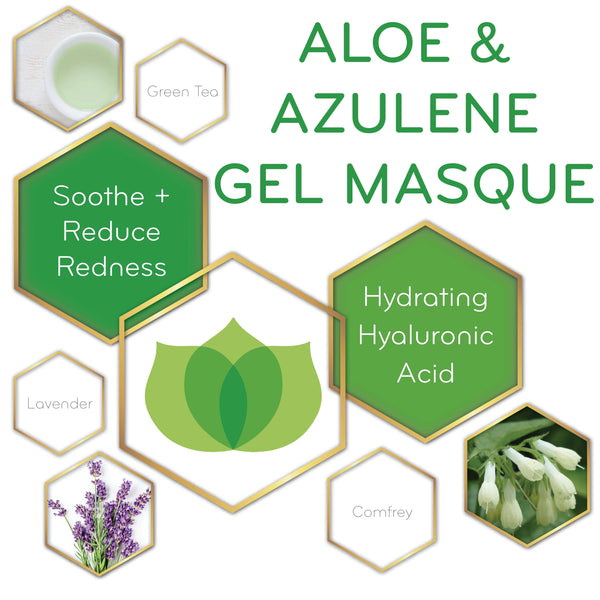 Graphic of Aloe & Azulene Gel and its key ingredients