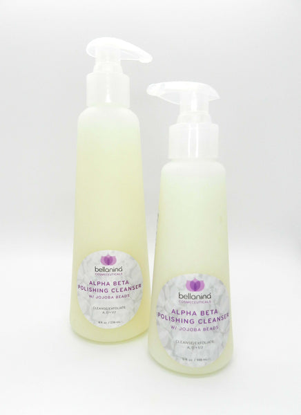 a 5 oz. and 8 oz. bottle of Alpha Beta Polishing Cleanser