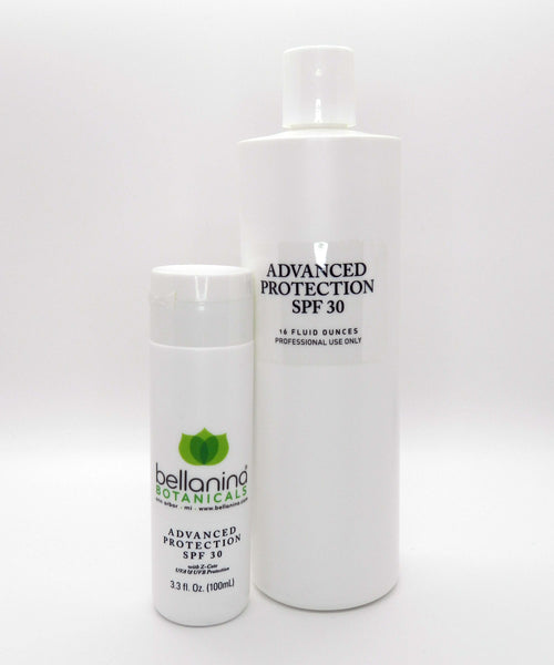 3.3 oz. Bottle and 16 oz. bottle of Advanced Protection SPF lotion from Bellanina Botanicals
