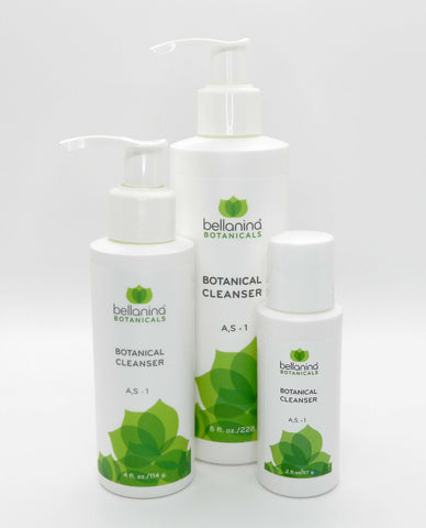 a 2 oz. and a 4 oz. and an 8 oz. bottle of Botanical Cleanser