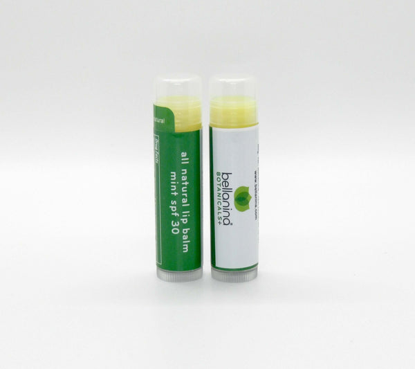 2 tubes of all natural mint lip balm with spf 30