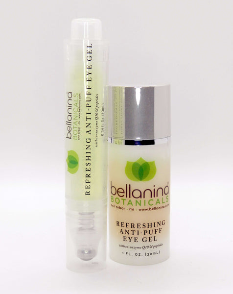 a 1 oz. bottle and a 1/3 oz. roller pen of Refreshing Anti-Puff Eye Gel