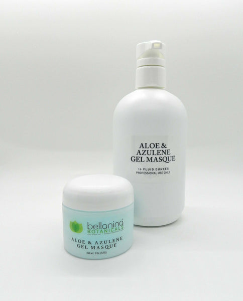 a 2 oz. jar and a 16 oz. bottle of Aloe & Azulene Gel Masque