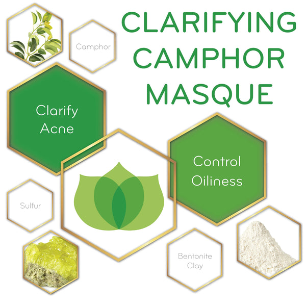 graphic of Clarifying Camphor Masqueand its key ingredients