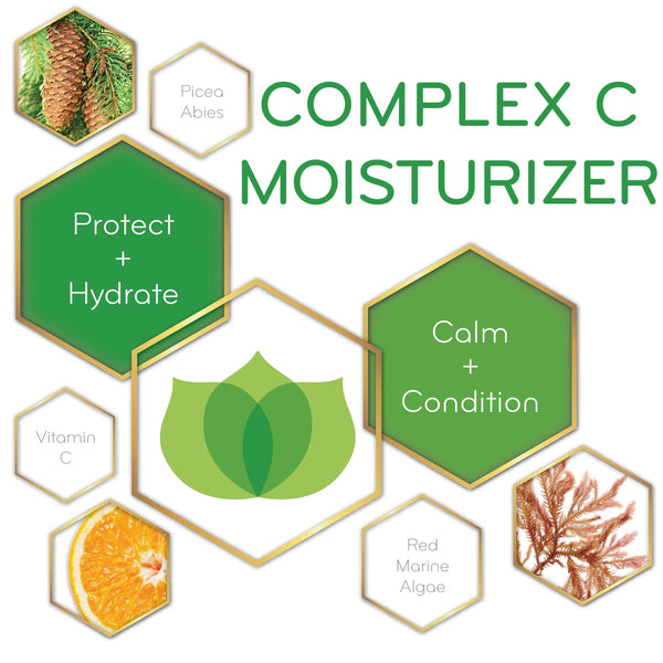 graphic of Complex C Moisturizer and its key ingredients