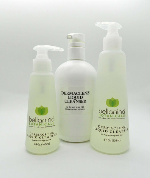 a 5 oz. and an 8 oz. and a 16 oz. bottle of Dermaclenz Liquid Cleanser