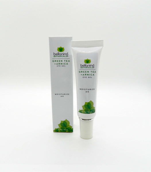 1/2 oz. tube of Green Tea + Arnica Eye Gel with its packaging