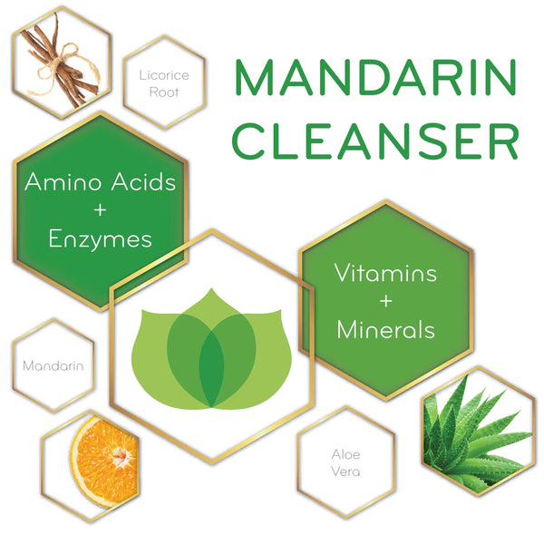 graphic of Mandarin Cleanser and its key ingredients