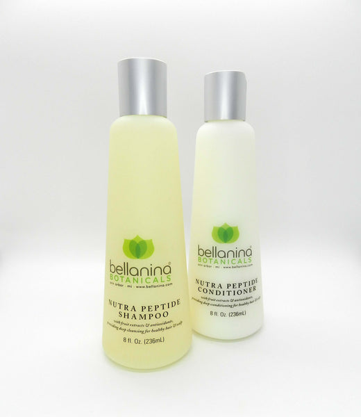 an 8 oz. bottle of Nutra Peptide Conditioner and an 8 oz. bottle of Nutra Peptide Shampoo