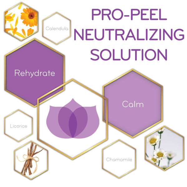 graphic of Pro-Peel Neutralizing Solution and its key ingredients
